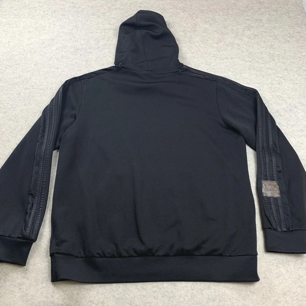 Adidas Chile 20 Hoodie Mens Large Black Tonal Stripes Pullover Track Top‎ Shiny